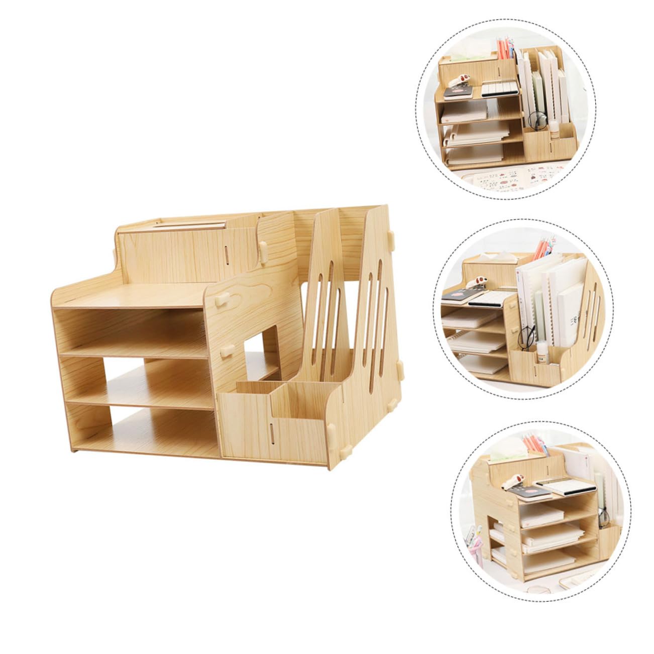 Organizador de Escritorio con Compartimentos Múltiples Rack de Almacenamiento para Soporte para Libros y Papelería Diseño Sólido y Estable para Oficina y