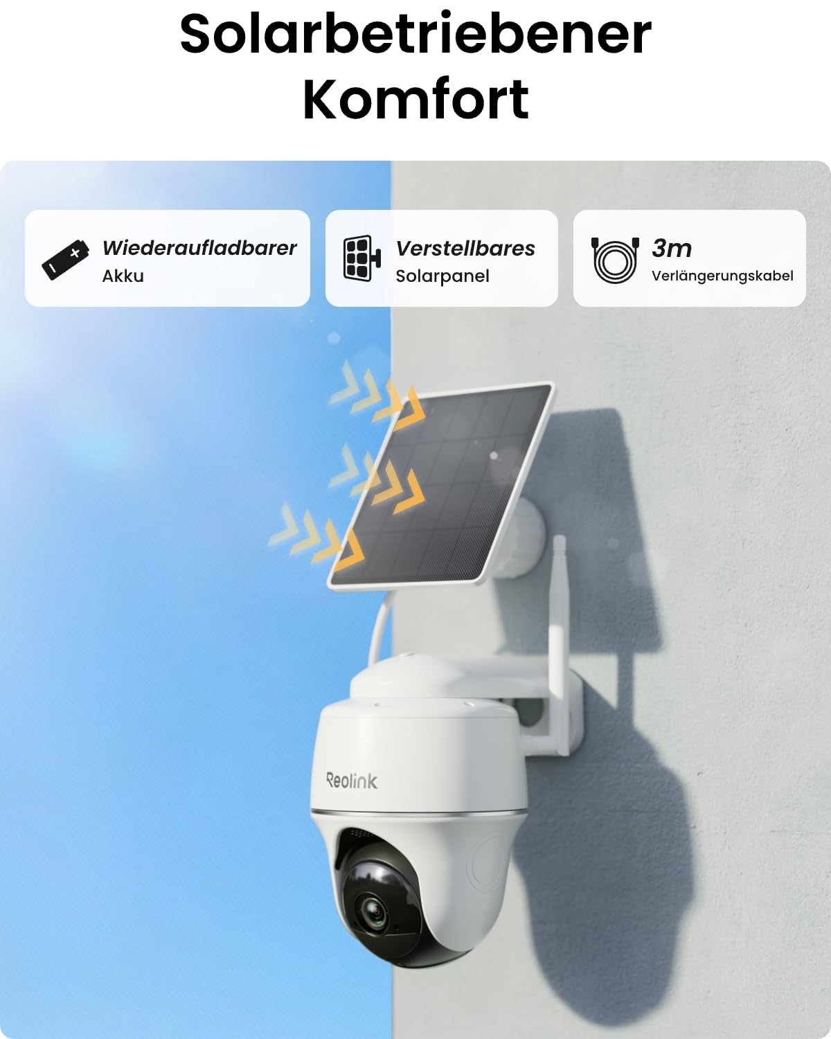 Reolink 3MP Überwachungskamera Aussen Akku WLAN 355°/140° Schwenkbar, 2K Solar IP Kamera Outdoor,KI-Erkennung, 2,4GHz WiFi, 2-Wege-Audio, Home Hub Mini + 2xArgus PT Lite mit Solarpanel