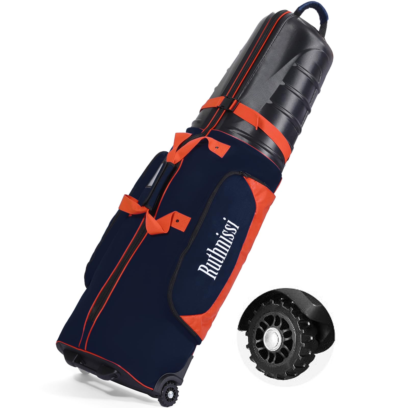 Ruthnissi Golf Travel Bags for Airlines with Strong Wheels and Hard Case Top,Keep Club Heads Safe,Waterproof Fabric,Foldable for Space Saving,Easy Storage,Plenty of Room,Lightweight (Black)