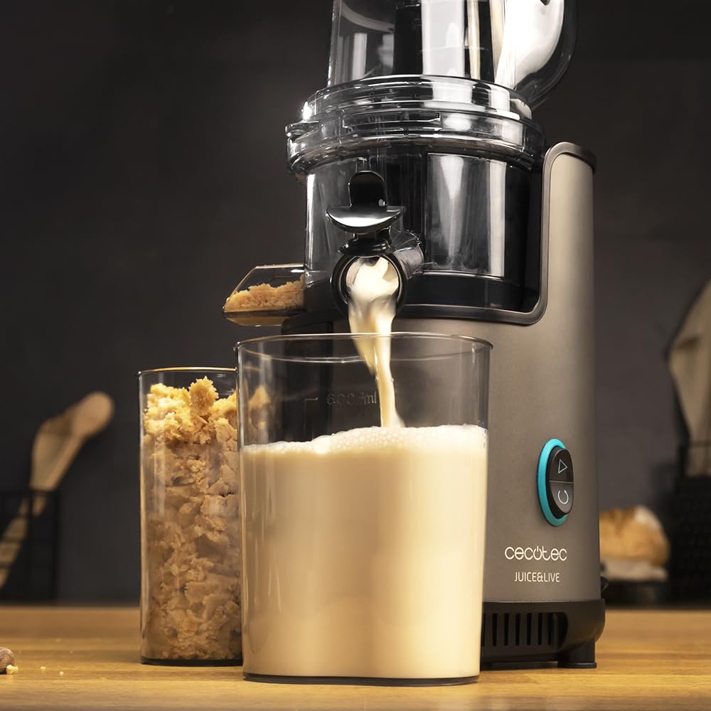 Cecotec Licuadora para Frutas y Verduras de Prensa Fría Juice&Live 2500 EasyClean Brush. DC 200W, 70RPM, BPA-Free, 3 Posiciones, Slow Juicer, Filtro EasyClean, Antigoteo, Tritan, Jarra Pulpa y Zumo