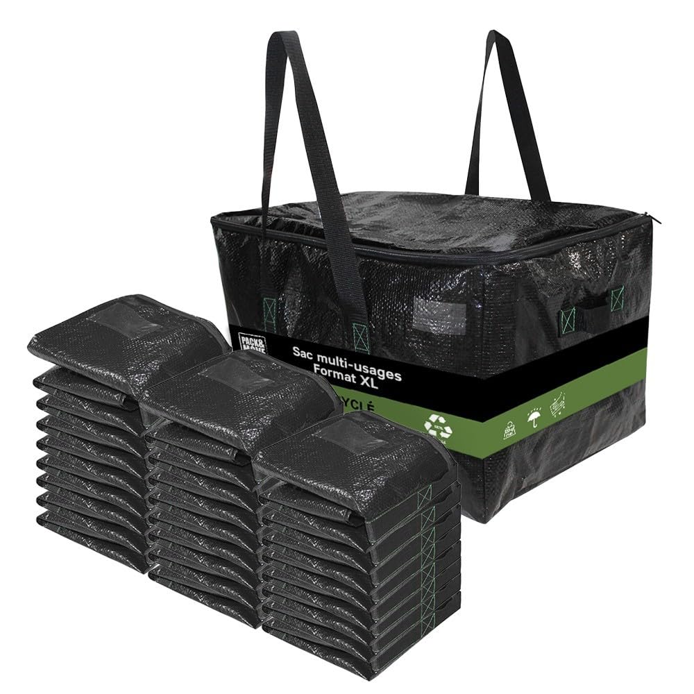 Pack and Move - Zestaw 24 toreb do przechowywania, 55 x 35 x 30 cm, solidne uchwyty, do przeprowadzki i transportu, bardzo wytrzymałe, wielokrotnego użytku, 55 l
