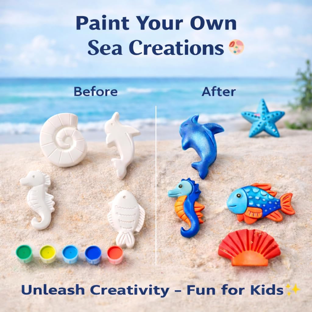 JECOLOP Sea Theme Kids Paint Kit, Art & Craft Kit, 3D Creative Painting Set for Kids, Creative Birthday Gift for Boys & Girls Age 6-12, 8-10 (Pack of 1 Kit) 1