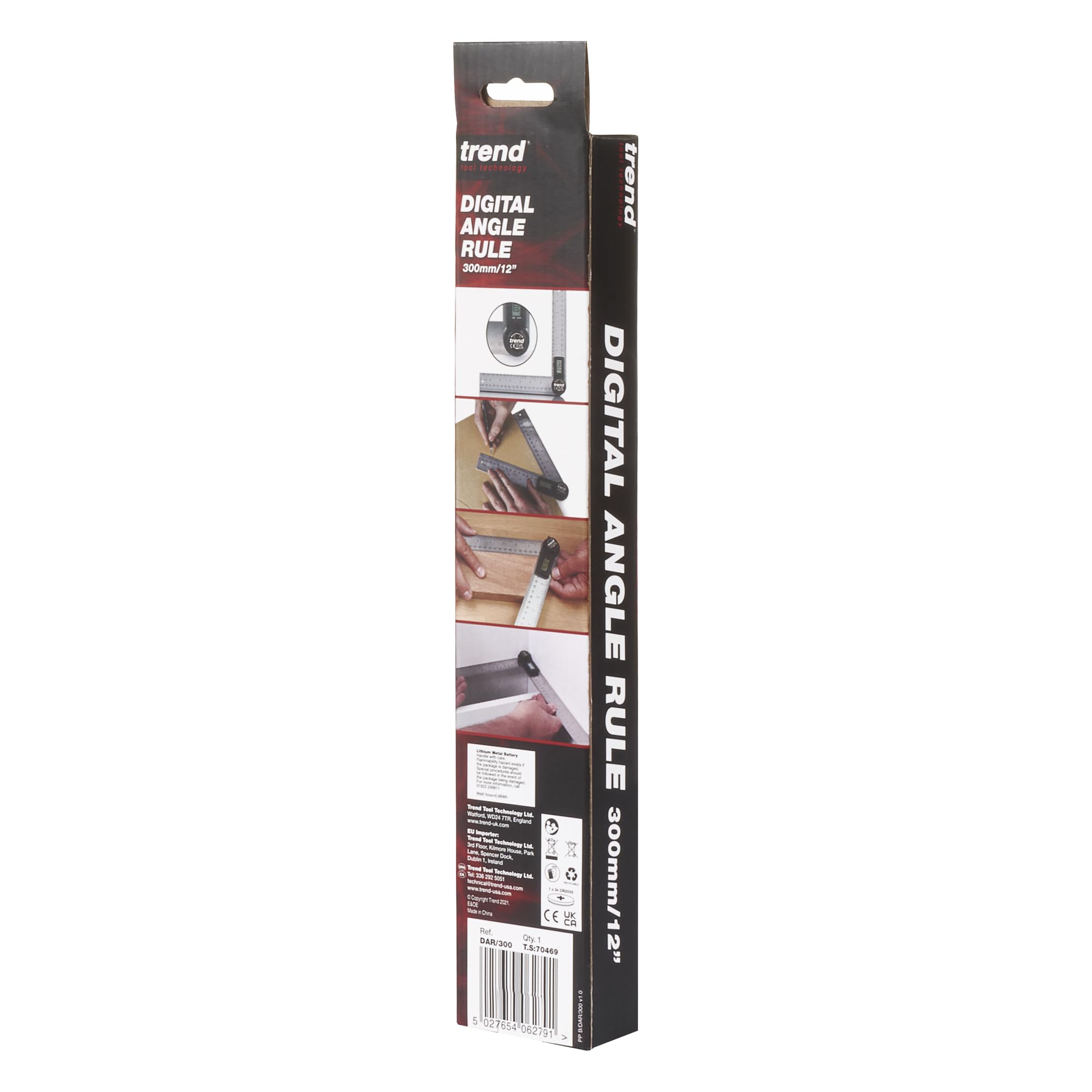 Trend Regolo angolare digitale da 300 mm, con due righelli in acciaio inossidabile da 300 mm che possono essere utilizzati per calcolare gli angoli in modo rapido e preciso, DAR/300
