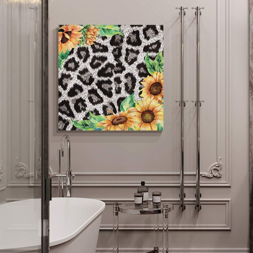 Wall Art Canvas Print Wall Decor for Living Room Sunflower Leopard Grain Canvas Wall