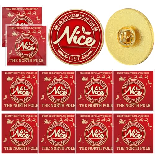 8 Set Santa Nice List Enamel Pins Santa Letter Gift Badge Christmas Enamel Pins from Father Christmas for Christmas Eve Gift Fillers Stocking Fillers
