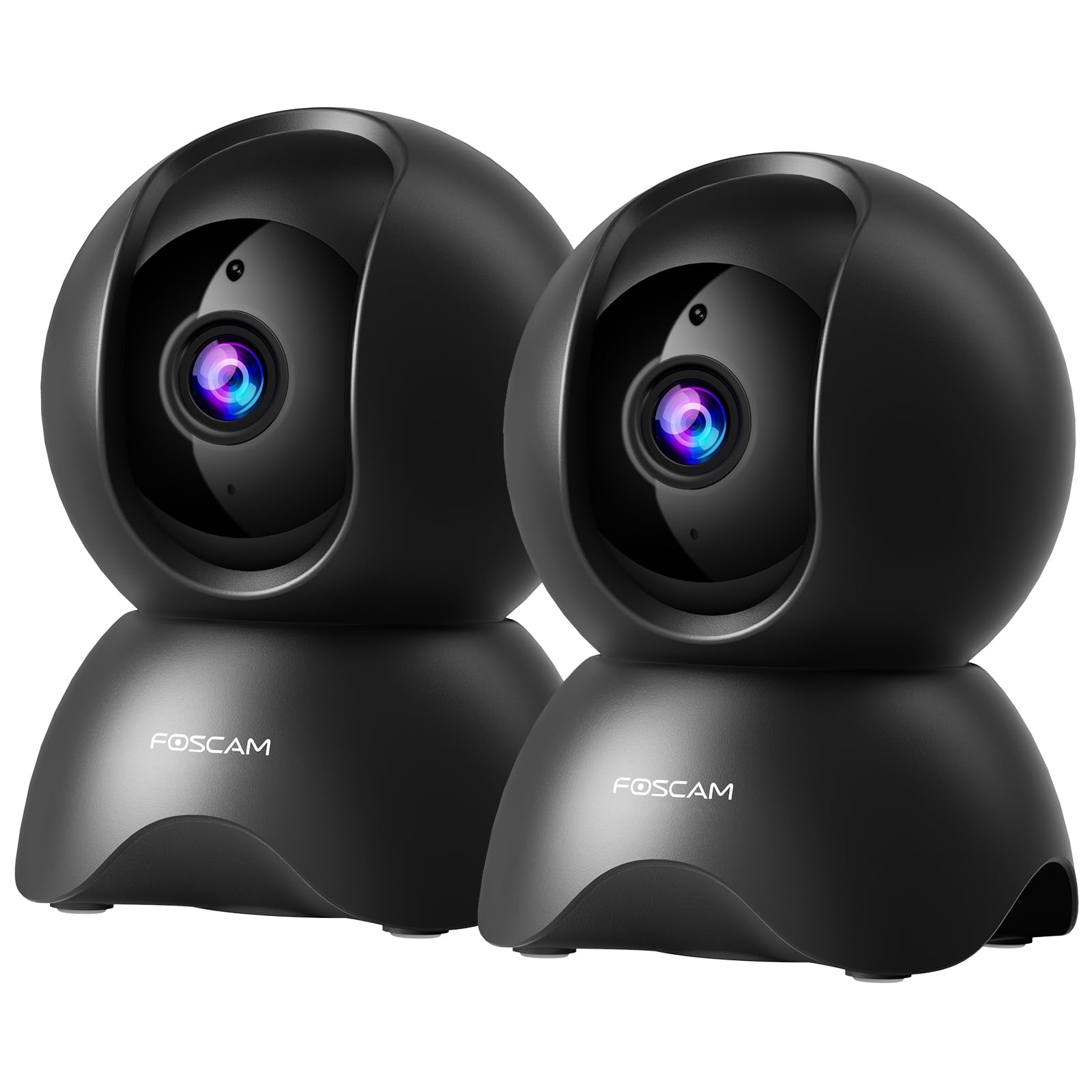 FOSCAM 3K Security Camera Indoor, 360° PTZ Baby & Pet Monitoring for Home Security, 5MP Night Vision, Human/Pet Auto Tracking, Motion & Sound Alerts, 2-Way Audio, 2.4GHz Wi-Fi (R5 Black - 2Pack)