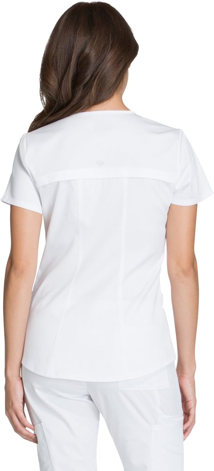 Cherokee Luxe Sport Women Scrubs Top Mock Wrap CK603 4X-Large Plus White