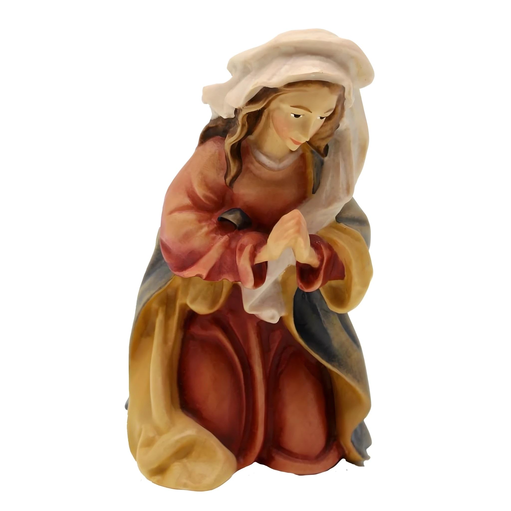 Nativity Mary Figure in Colored Maple Wood by Dolfi