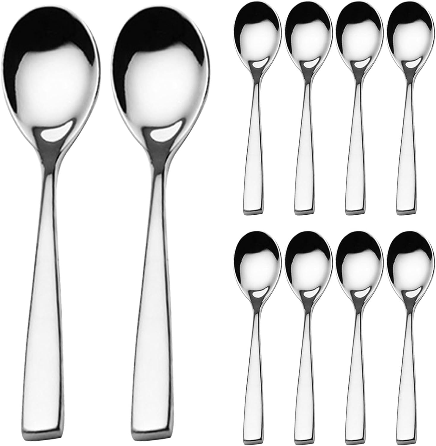 10pcs Coffee & Tea Spoon: Stainless Steel Teaspoon - 6.06'' Mini Dessert Spoon For Cocktail Ice Cream Iced Teaspoons Latte Mixing Stirring