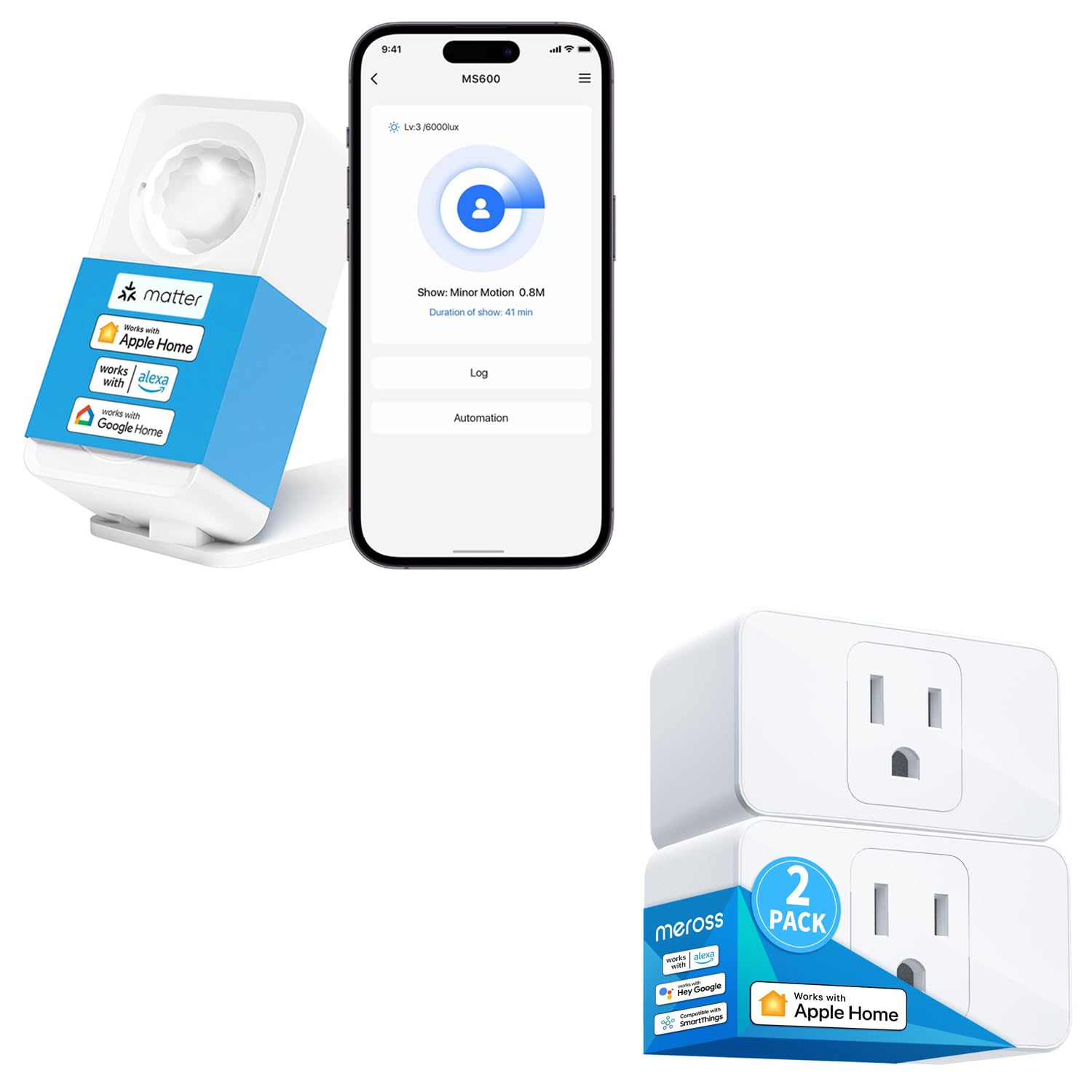 Matter Human Presence Sensor+meross Smart Plug Mini