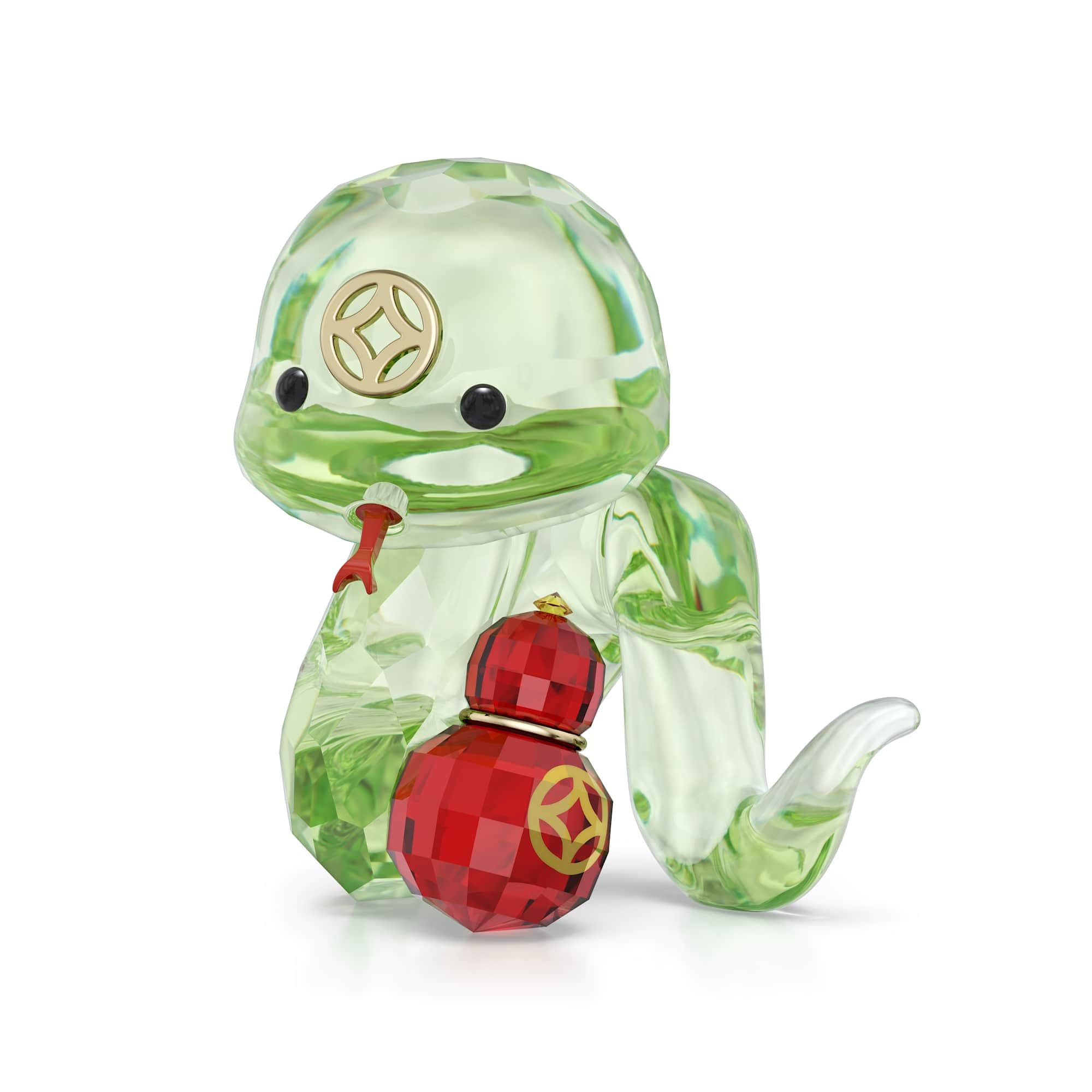 Swarovski Green Asian Symbols Cute Snake Crystal Figurine