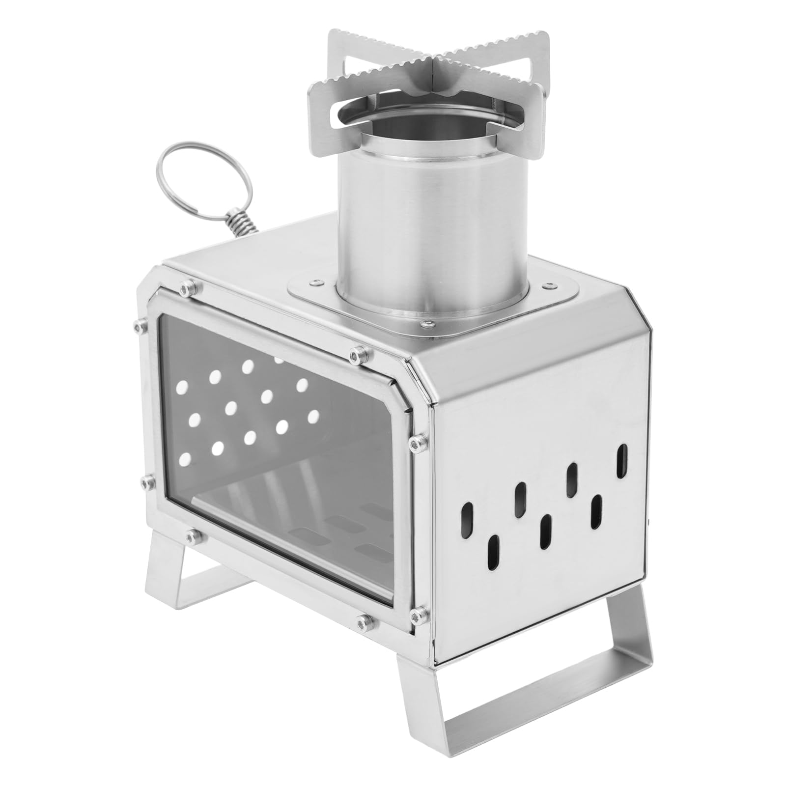 Réchaud de camping, réchaud à bois portable pour l'extérieur | Mini réchaud de camping portable en acier inoxydable en forme de X, 18,5 x 12,8 cm, pour camping, randonnée, pêche sur glace