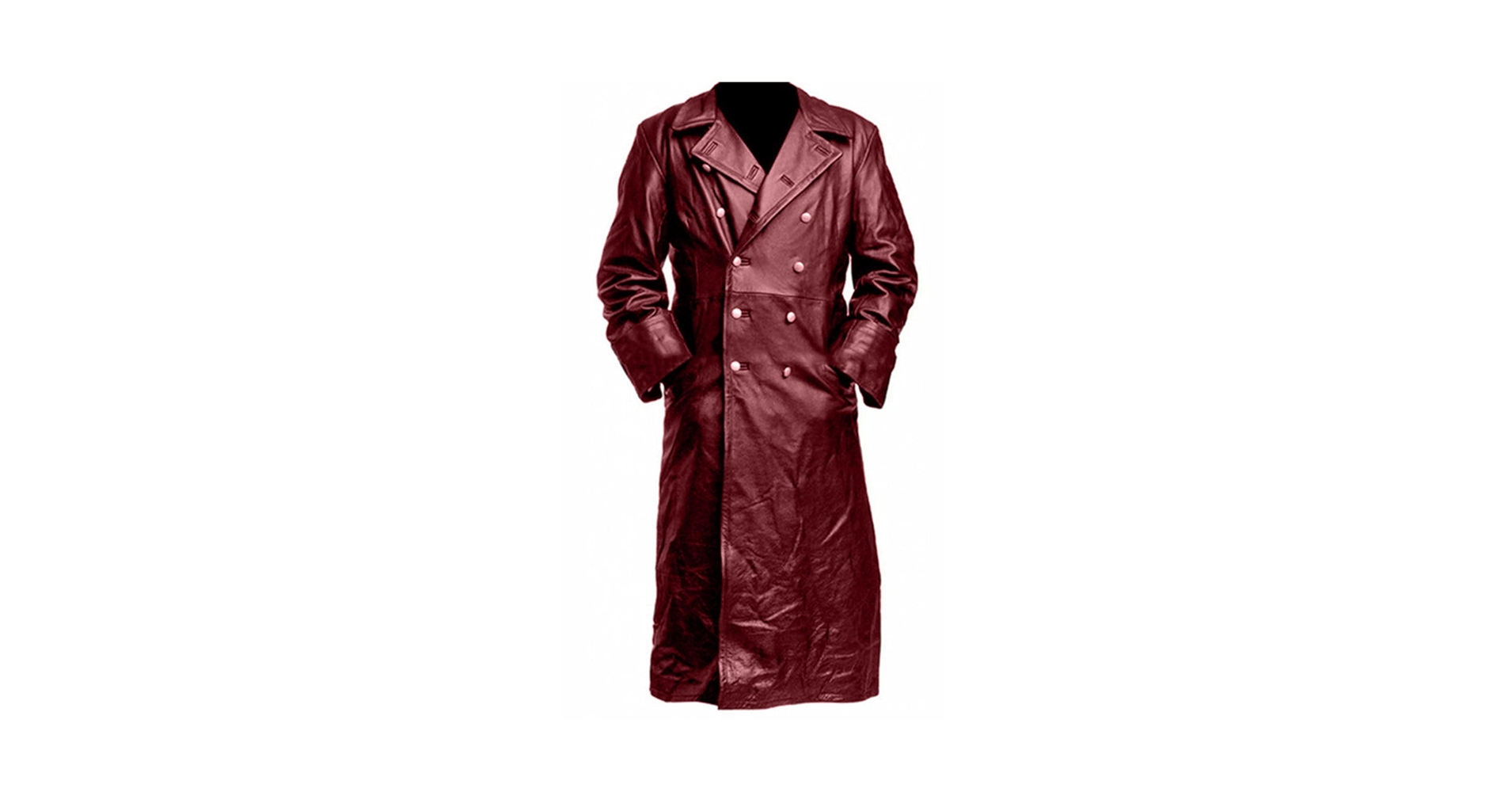 Mens Retro Leather Vintage Long Coat Trench Steampunk Gothic
