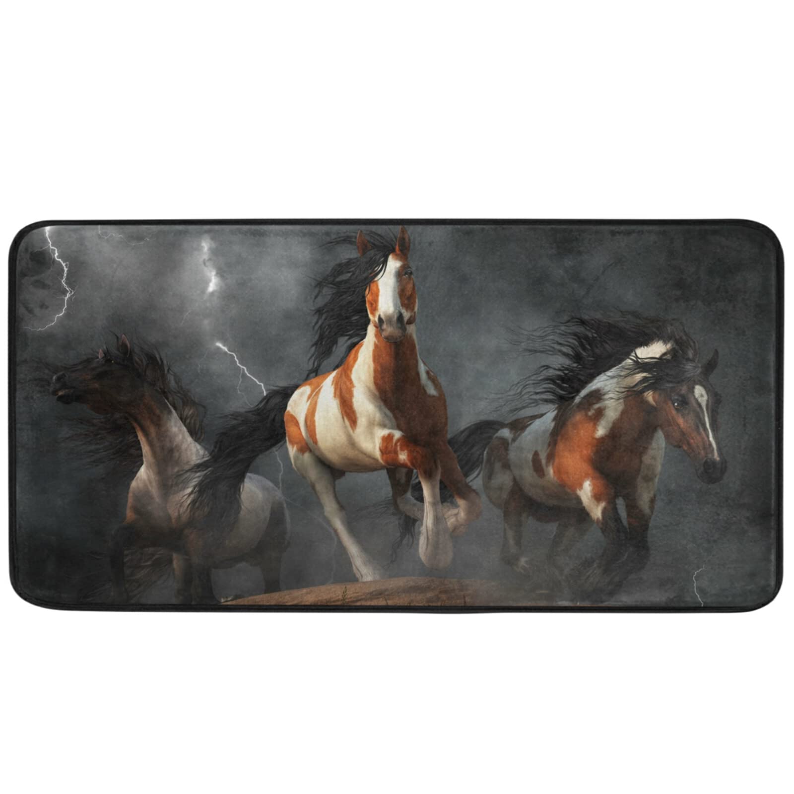 Naanle Animal Horse Kitchen Floor Mat Horse Non Slip Absorbent Comfort Standing Mat Kitchen Runner Rug for Hallway Entryway Bathroom Living Room Bedroom 39 x 20 inches