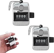 2 Stück Handzähler Zähler, Zähler Klicker, Reihenzähler Stricken, Handzähler, Fingerzähler, 4-Stellige Metall Zähler, Klicker Counter, für Personenzähler, Coaching, Fitness Sport Training Schul
