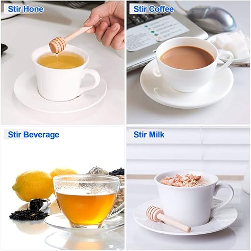 Miniatura 6 de Paquete de 12 palitos de madera de miel de 3 pulgadas, mini agitador de miel para tarro de panal dispensar llovizna