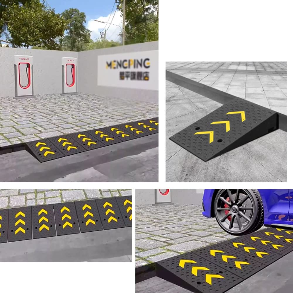 Rampe De Chargement Robuste Rampes De Trottoir Hauteur 10-25cm En Caoutchouc Rampe D'accès De Seuil Pour Voiture Camion Fauteuil Roulant Quai De Chargement(50 * 100 * 24cm/20 * 39 * 9.4in)
