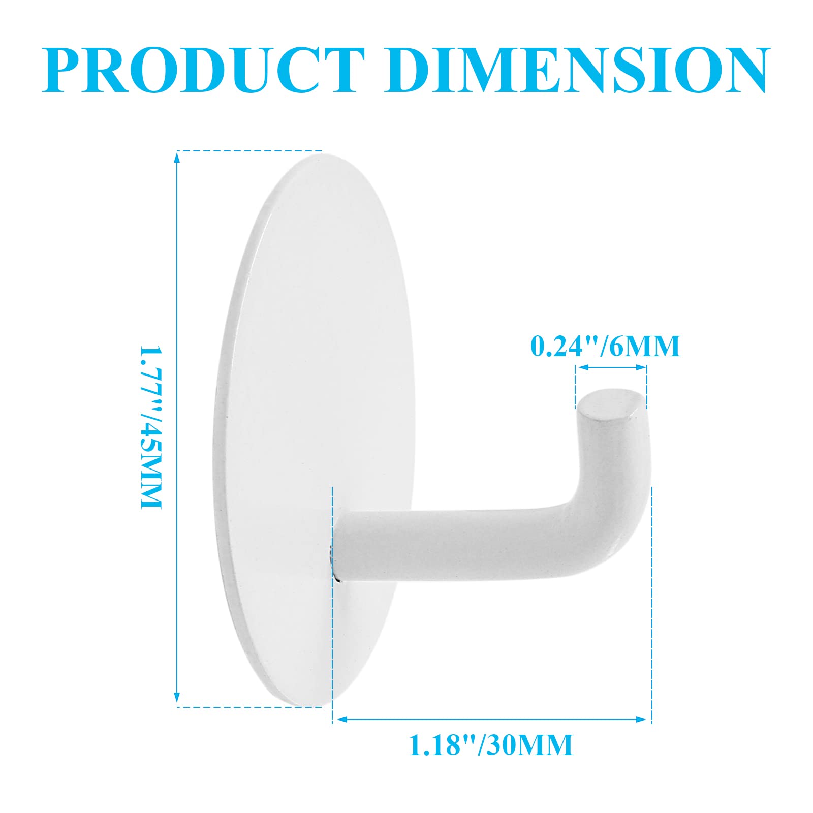 suiwotin 6pcs Self Adhesive Wall Hooks, Stainless Steel Adhesive Hooks for Hanging, Heavy Duty Sticky Towel Hooks for Bedroom, Kitchen, Bathroom Utility Hooks (White, Round)