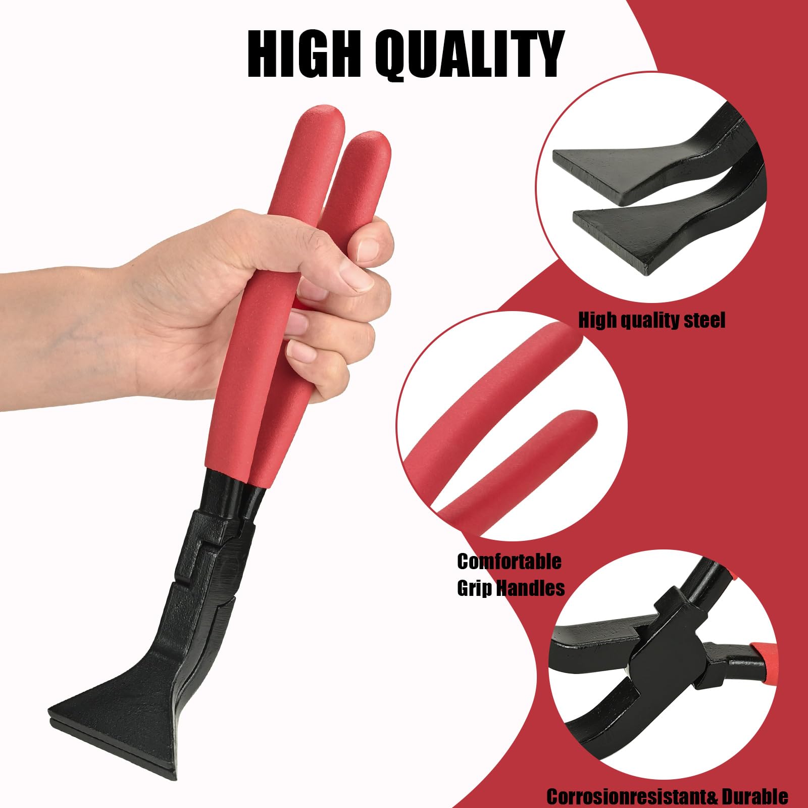 Pince à Plier Tôle 45° – Largeur 60 Mm, Acier Chrome Vanadium, Poignée Antidérapante (rouge)