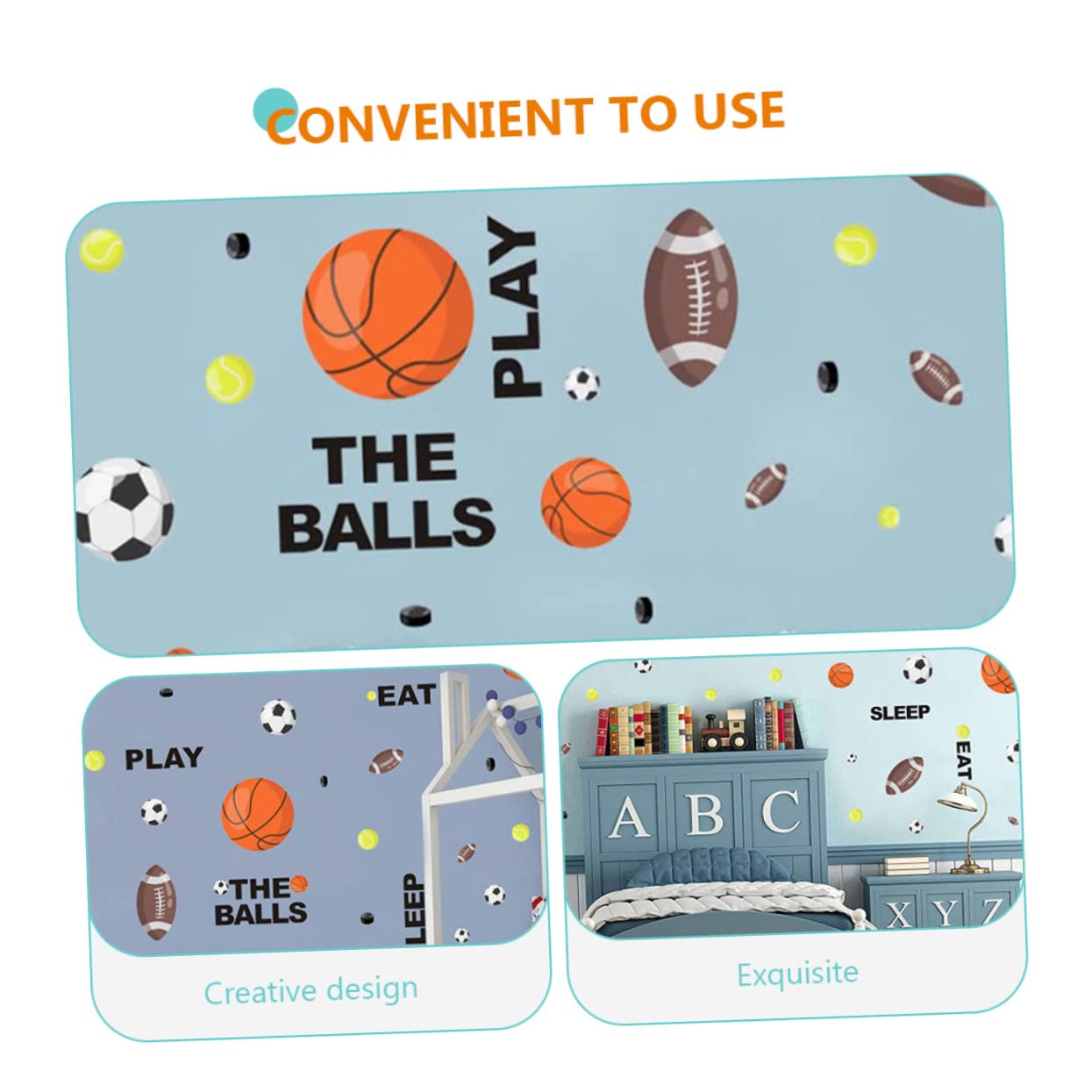 ABOOFAN 4 Adesivi Murali Rimovibili Per Cameretta Dei Bambini Adesivi Decorativi Da Basket E Calcio Per Ragazzi E Ragazze