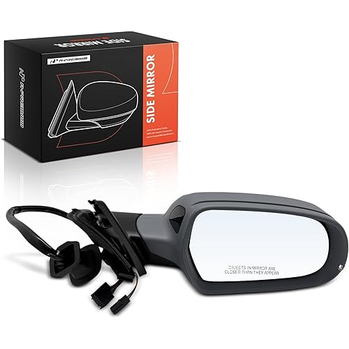A-Premium Passenger Side Power Door Mirror - Compatible with Audi A4, S4, 2010-2011 - Heated Manual Folding Black Outside Rear View Mirror with Turn Signal and Blind Spot Detection