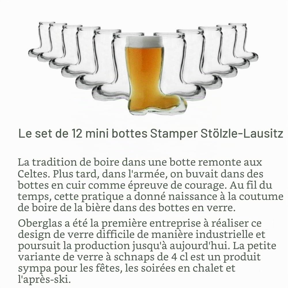 STÖLZLE OBERGLAS Verre Botte à bière I 12 Verres à Shot I Verres à Liqueur stamperl I 40 ML I Petits Verres I Passe au Lave-Vaisselle I résiste à la Casse I Verre en Cristal de Haute qualité