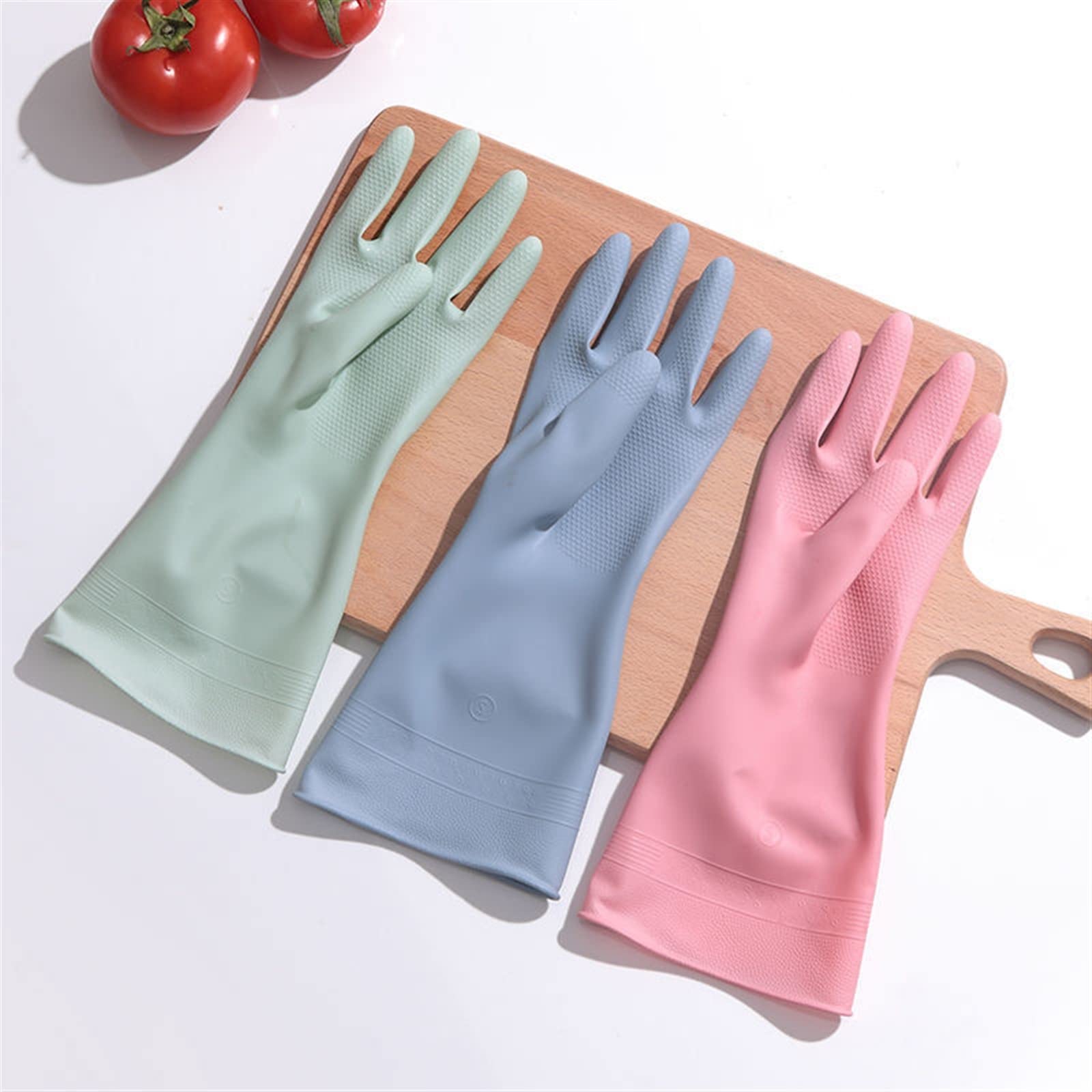 Guantes domésticos de lavado de caucho impermeable Household Dishwashing Gloves Durable Dishwashing Rubber Plastic Waterproof Rubber Latex Thin Kitchen Cleaning(Roze)