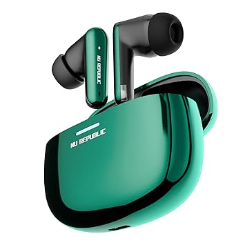 Nu Republic Epic X4 with 52 Hour Playtime, X-Bass® Technology, 13mm Neodymium Drivers, ENC Mics, Dual Mode, 40ms Low Latency, Quick Charge 15mins = 200 Mins Play TWS Earbuds (Green Envy)