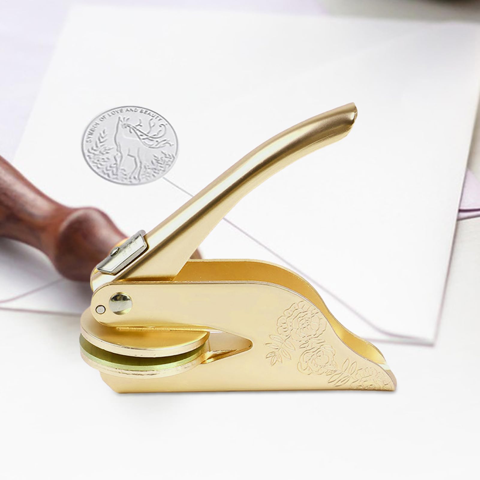 Embosser Libro Embosser, Embosser per libreria in metallo, per goffratura a mano per giornali fai da te, goffratore per sigillo personale per libri, biglietti da visita, , tampo