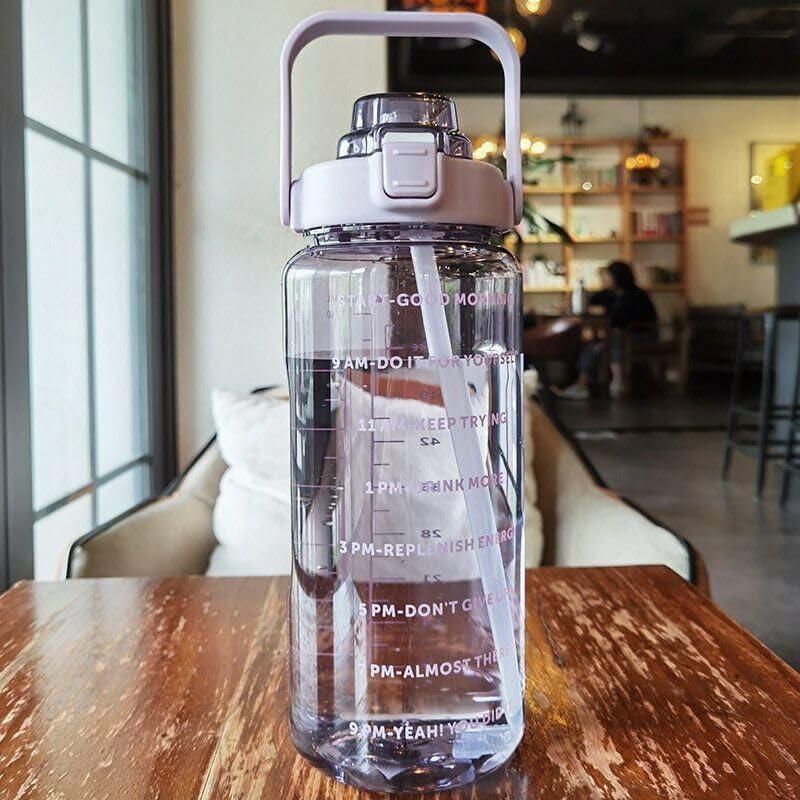 2L Sipper Water Bottle For Adults, Multi Colour | Motivational Time Marker, Leak Proof, Non-Toxic, Transparent, For Office, Gym, School, Collage, Home-image-43