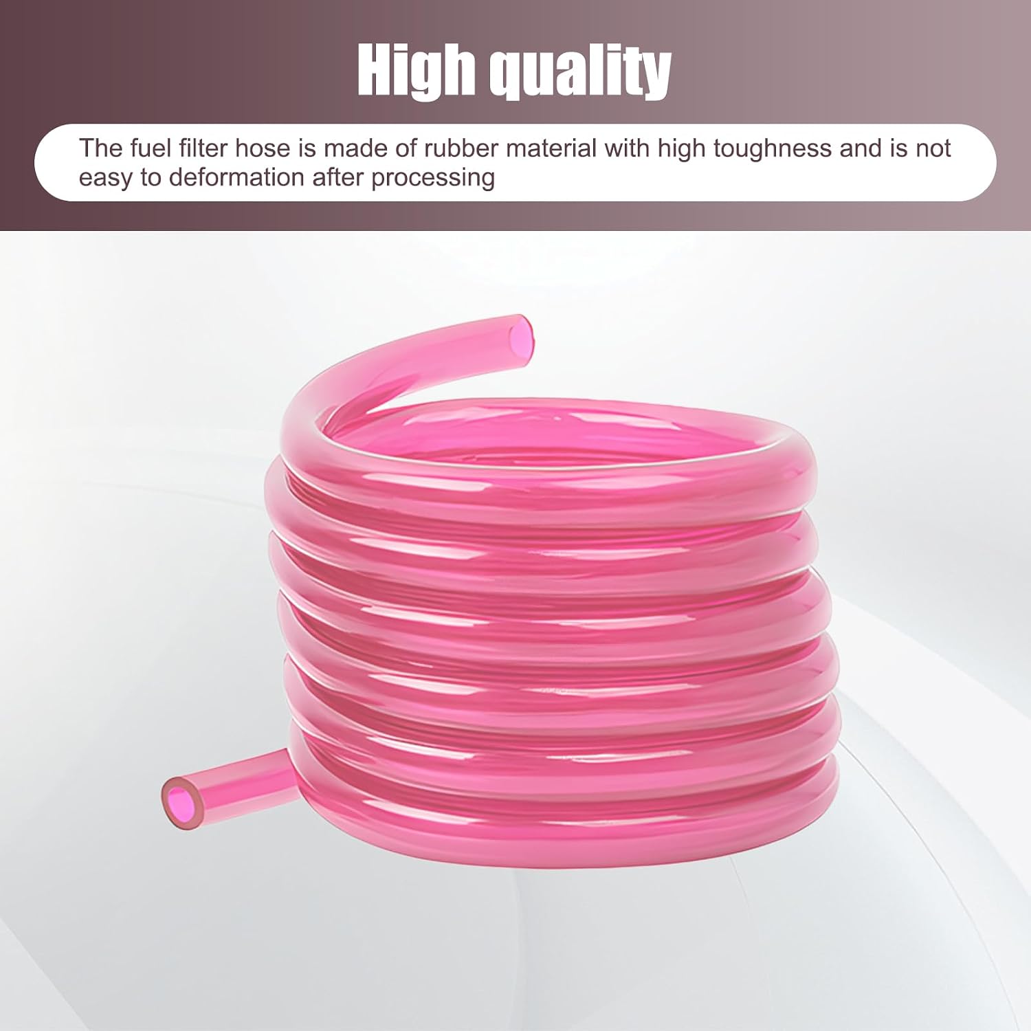 Motorcycle Carburetor Fuel Pipe, 118.11" Long 0.2" ID 0.31" OD Flexible High Temperature Resistant Rubber Hose, Waterproof Modified Plug-in Pipe, Universal for Motorcycle ATVs (Pink)