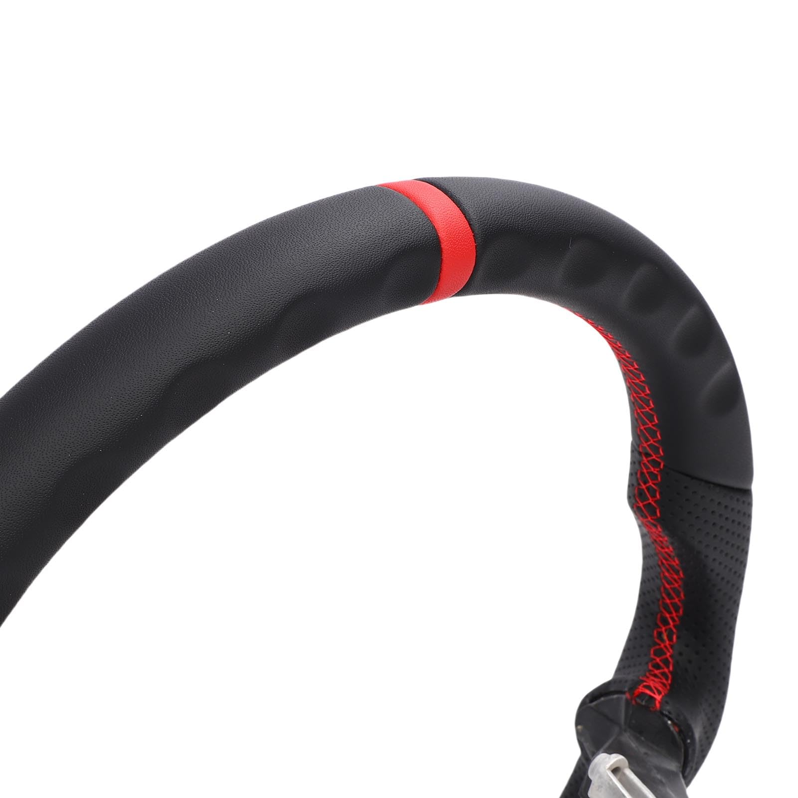 Volante da in Pelle Traforata con Prestazioni Migliorate per 1997-2004, Cuciture Rosse e Design a D con Fondo Piatto per gli Appassionati di Auto