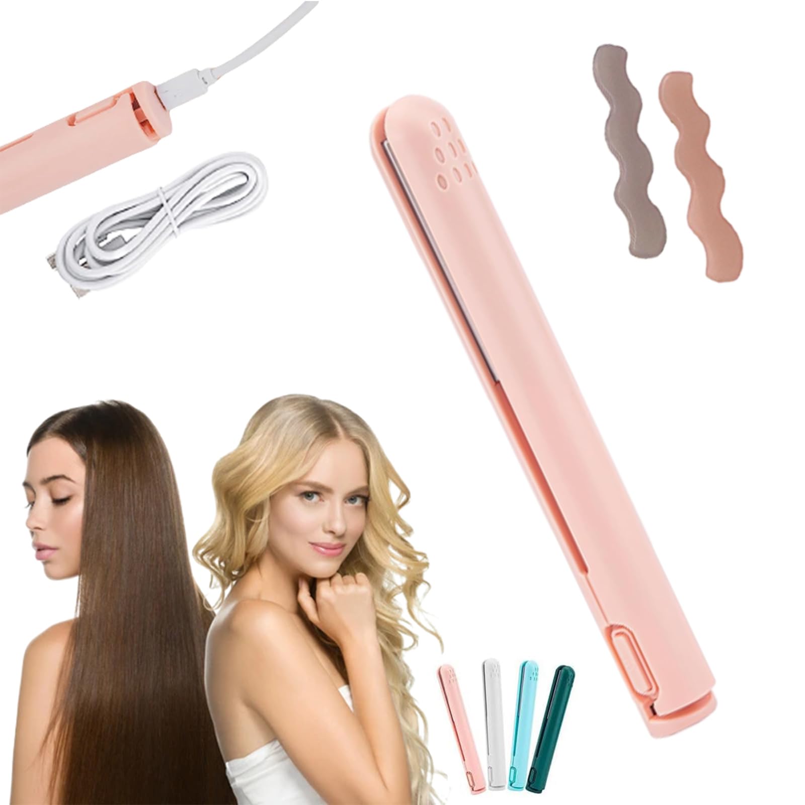 RJDJ Mini Dual-Purpose Curling Iron Pink 1 x 6 7 inches Ceramic Mini Hair Curler for Short Hair