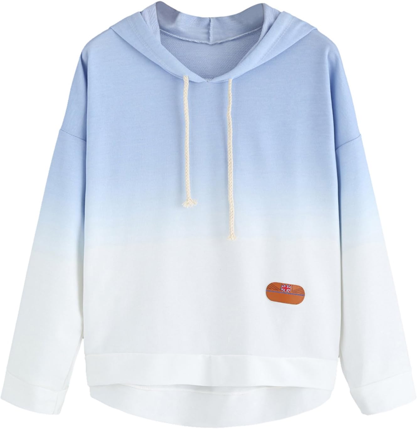 SweatyRocks Women's Long Sleeve Hoodie Sweatshirt Colorblock Tie Dye Print Tops X-Small Blue Ombre