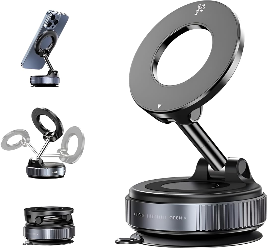 Tridex Magnetic Phone Holder – 360° Adjustable Car Phone Mount & Desk Stand, Strong Vacuum Magnetic Mobile Holder with Suction Cup, Universal Magnetic Car Phone Stand for Smartphones-image-22