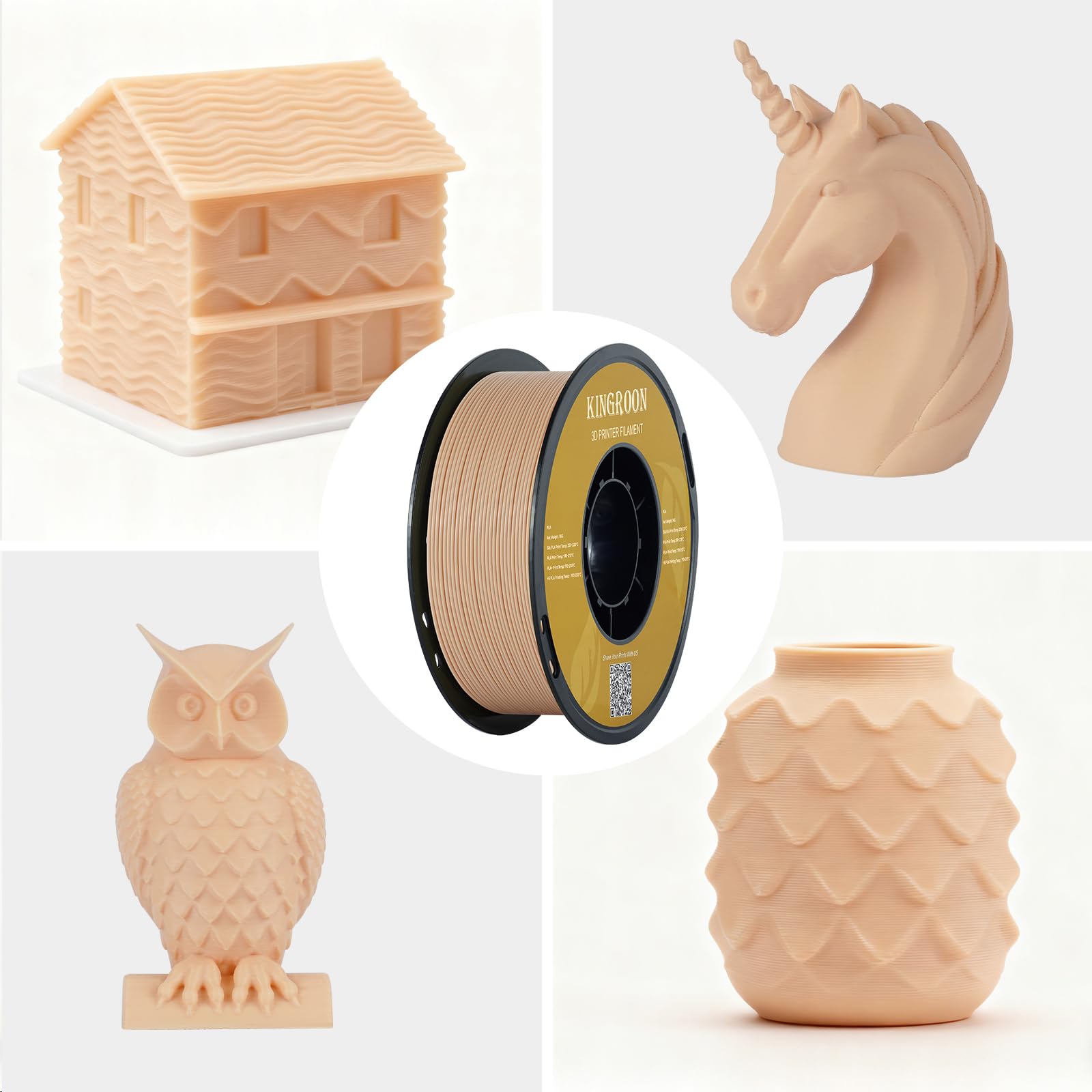 Kingroon PLA Filament Bundle 1.75mm for 3D Printer, 10KG Multicolor 3D Filament Accuracy +/- 0.03 mm,3D Printer Filament PLA with Black White Grey Red Blue Yellow Green Transparent Orange Silver