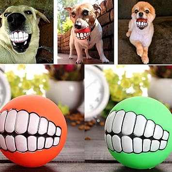 RvPaws 2 Funny Pet Dog Ball Teeth Silicon Toy Chew Squeaker Squeaky Sound Dogs Play Toys