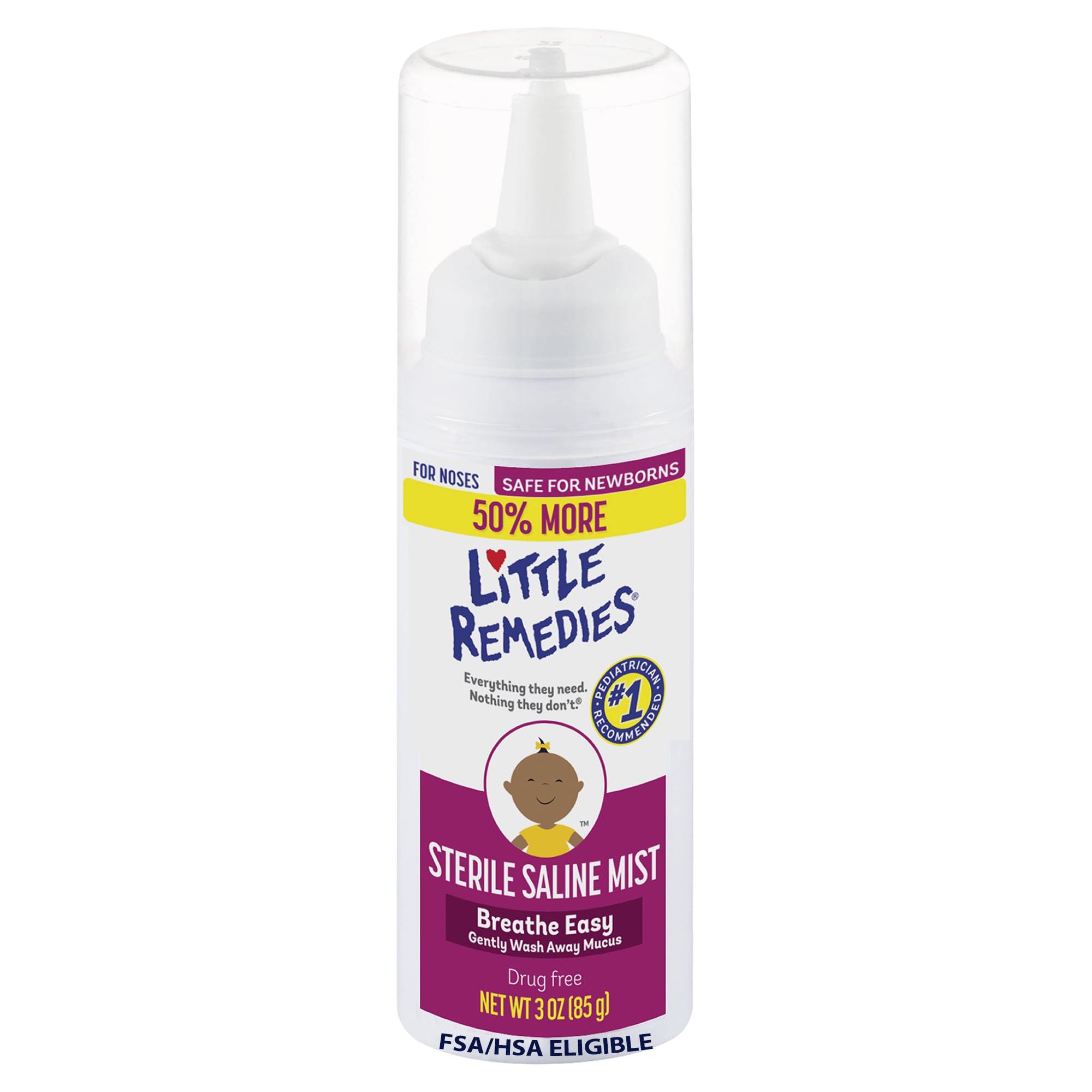 Little Remedies Sterile Saline Nasal Mist | Safe for Newborns | 3 Fl Oz (Pack of 1) (50% More)