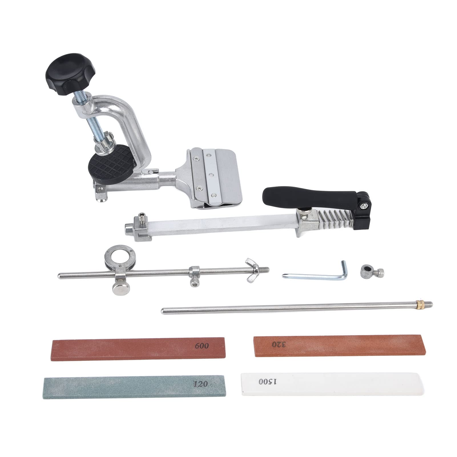 Kit per Affilare i Coltelli Kit per Affilare i Coltelli Affilacoltelli da Ad Angolo Fisso Set in Acciaio Inossidabile in Metallo Corindone Bianco