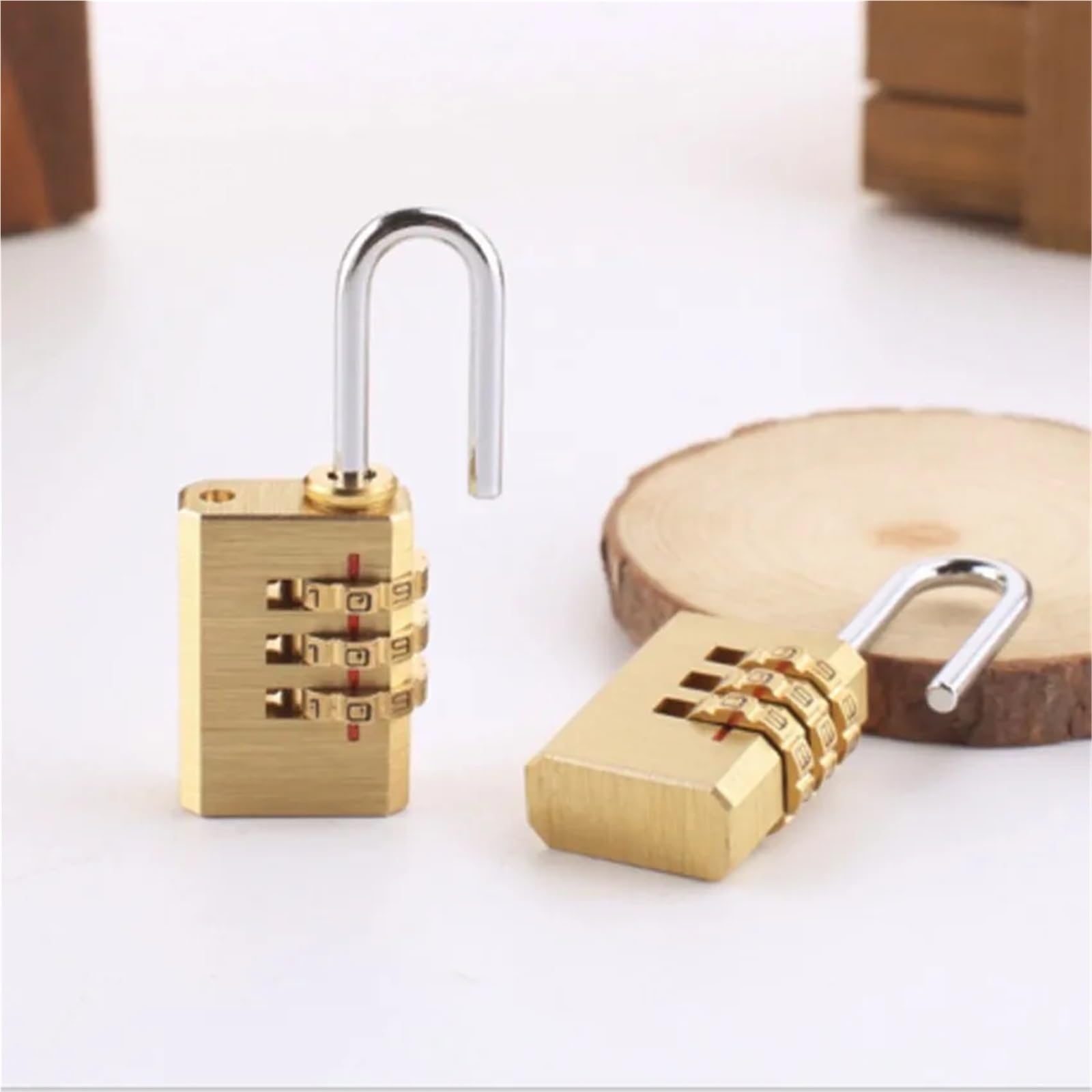 Mini kłódka z 4 cyframi z mosiądzu zamek szyfrowy blokada hasłem kod Pure Cooper mosiądz zamek szyfrowy zamek szyfrowy 1 szt. (3 coded lock)