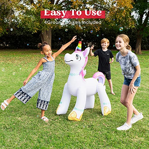 Sloosh 43" Inflatable Unicorn Automatic Bubble Machine, Bubble Blower Maker With Bubble Solution For Boy Girl Toddlers Kids, Indoor Outdoor Summer Fun Toy, Easter Birthday Party Gift #TOP3