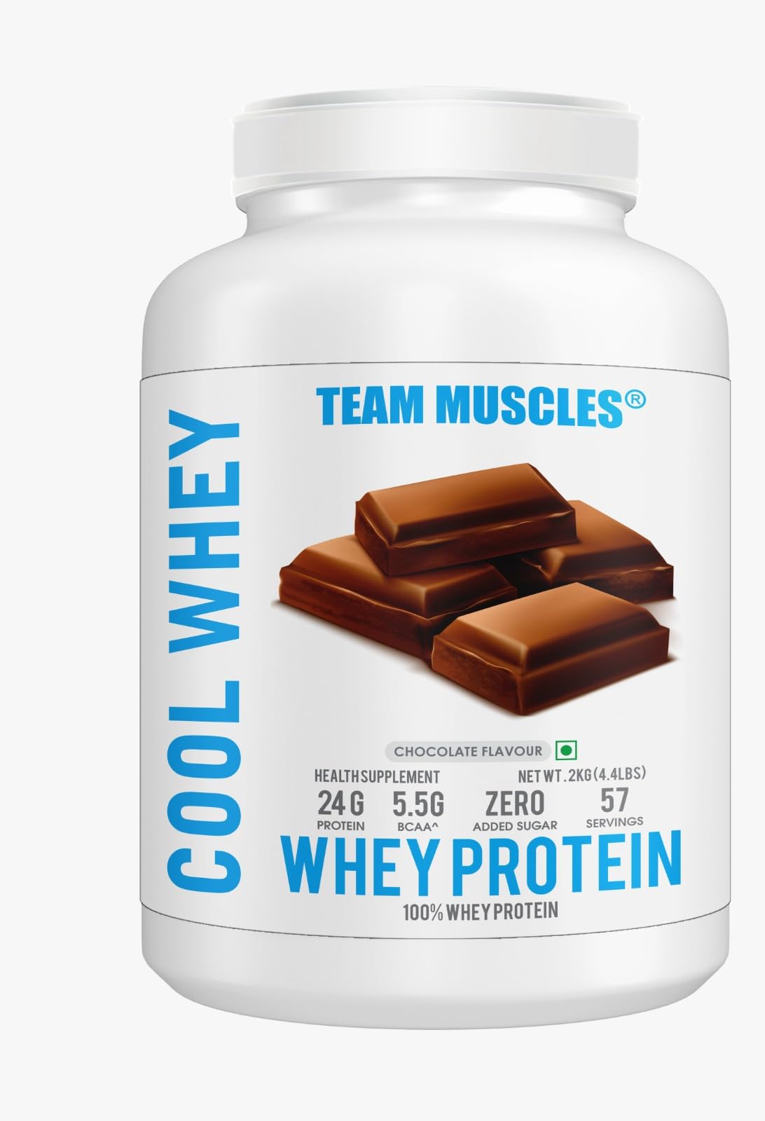 TM WITH TEAM MUSCLES Cool Whey 100% Whey Protein-(Chocolate-2Kg) | Whey Protein | Cool Whey Protein | Gold Whey | Protein Powder | Tm Supplement