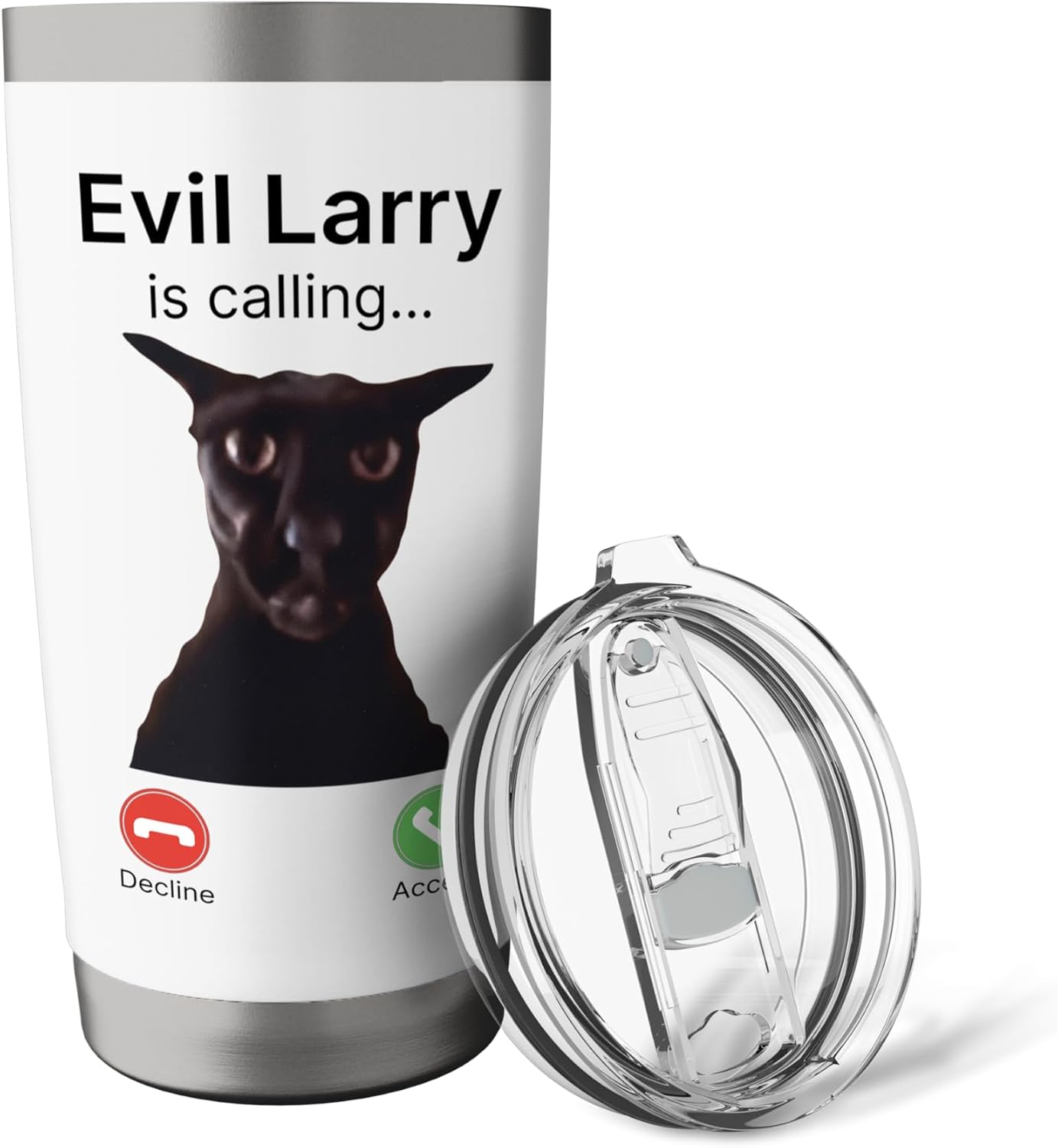 Evil Larry Is Calling Funny Cat Meme Stainless Steel Insulated Tumbler image 5