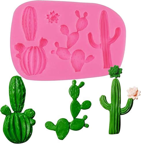 Miniatura 5 de Molde de silicona para fondant de cactus, 3 piezas, molde para caramelo de chocolate, pasta de goma, pasta de azúcar, manualidades, decoración de