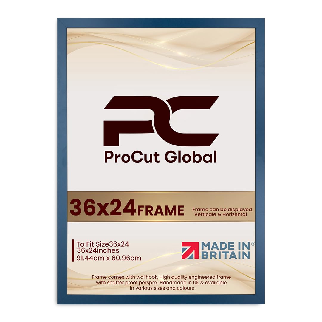 Procut Global 36X24 Navy Blue Picture Frames - Modern Wooden Photo Frame with Shatterproof Perspex for Wall or Tabletop - Perfect for Posters, Certificates, Prints - Sizes & Colors Available โ image 1
