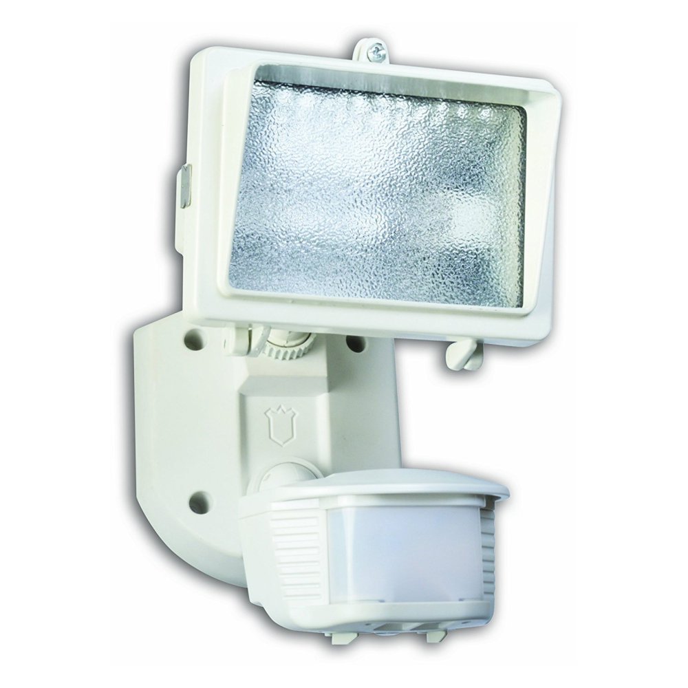 Designers Edge L6006WH 180-Degree Single Head Motion Activated Security Flood Light with Bulb, Diecast Metal, 150-watt, White