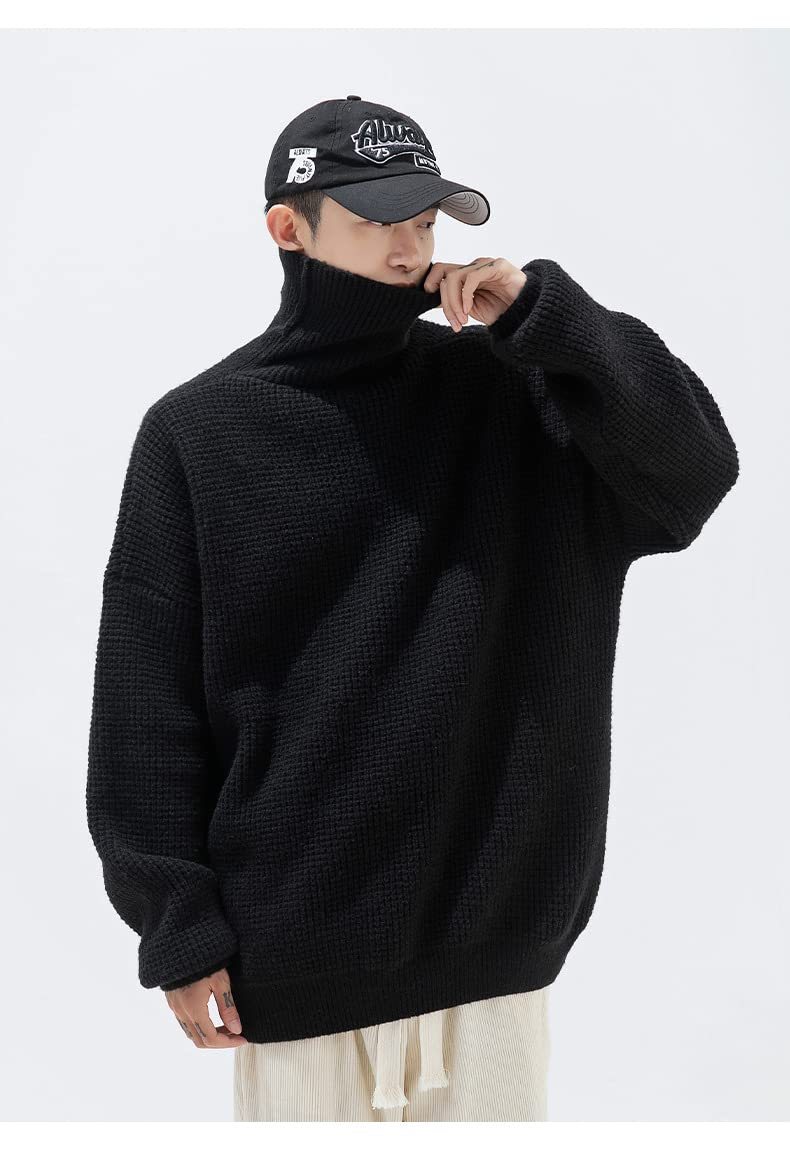 Maglione Sighificatore di Dolcevita alla Moda per Uomini E Donne Alenta E Versatile per Uomini E Donne-Black,M