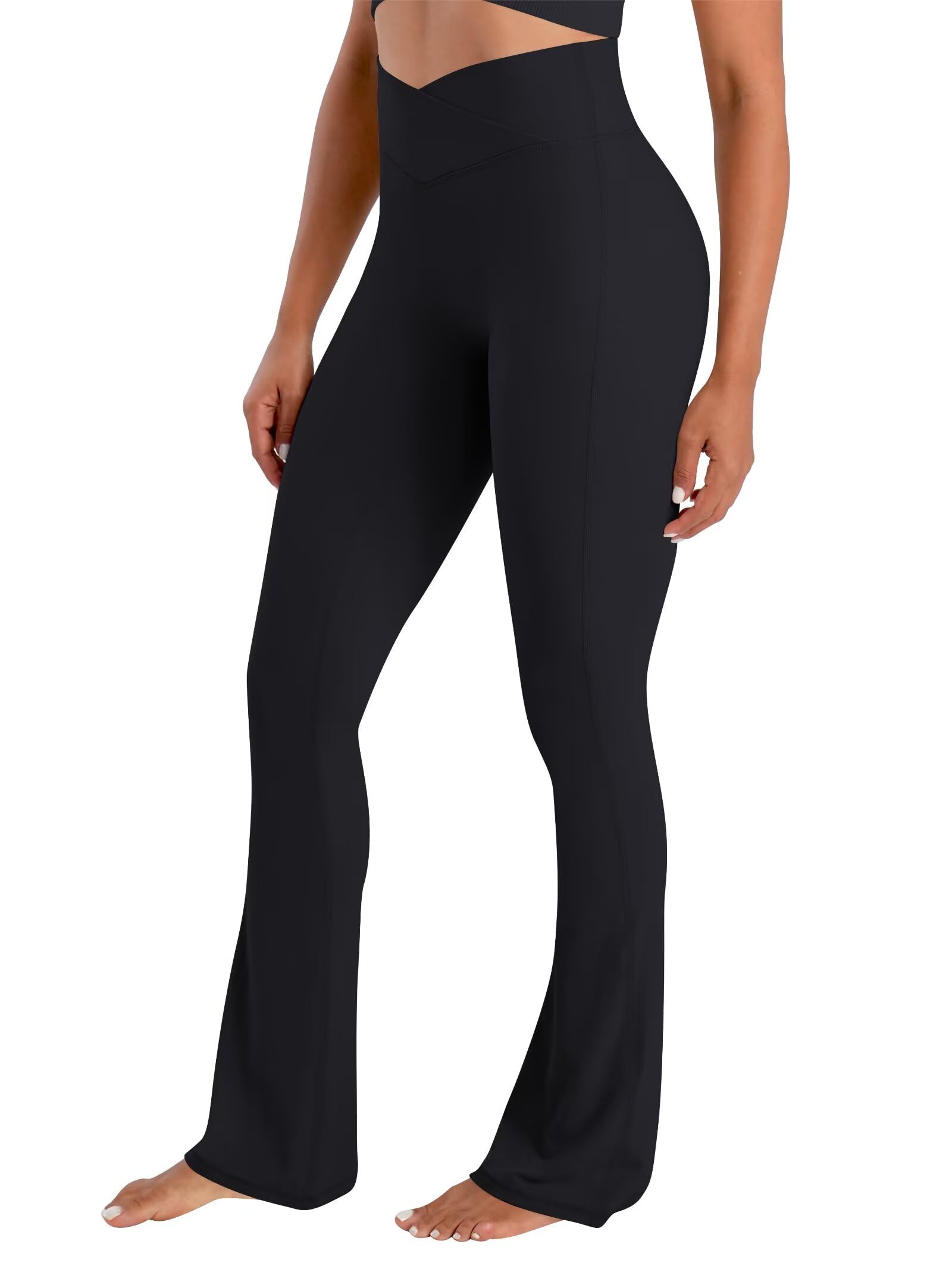 Sunzel Senza cucitura frontale Crossover Flare Leggings per le Donne Nascosto Butt Lifting Scrunch Controllo Pancia Mini svasati Yoga Pantaloni