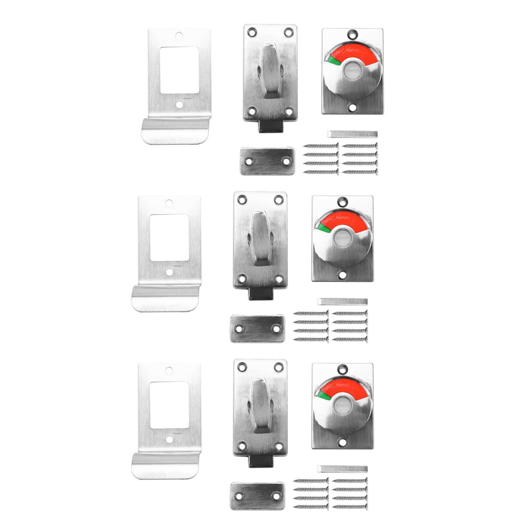Jnchdghwa Silver&Red&Green 3X Bathroom Toilet Wc Indicator Privacy Dead Bolt Door Lock Vacant Engaged