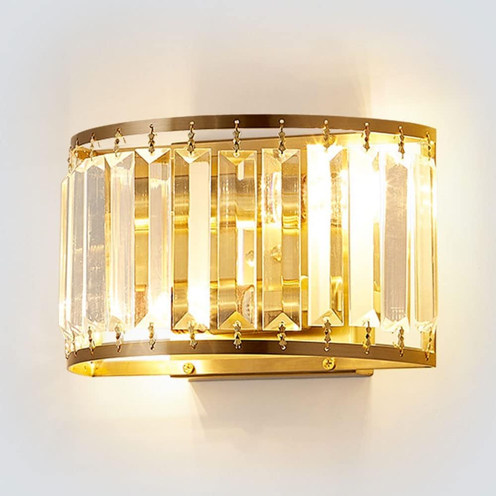 HUAYUSEDF Crystal Wall Sconce in Gold Finish for Living Room Décor Modern Pendant Lighting